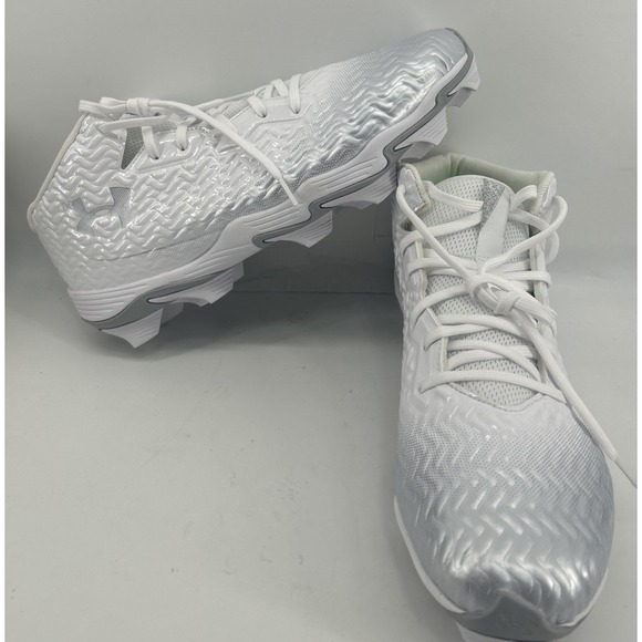 Under Armour Other - Under Armour Spotlight Hammer RM Football Cleats White Metallic Size 12 NEW